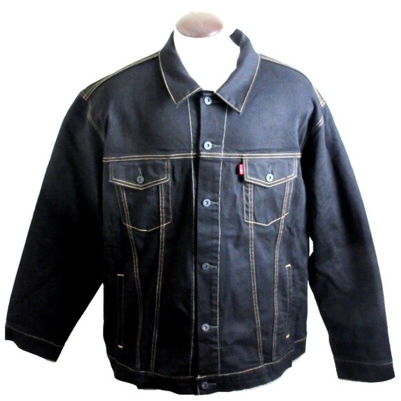 COPY - Levi's Men's Button Front Black Denim Unlined Trucker Jean Jacket Size 4… - Picture 1 of 9